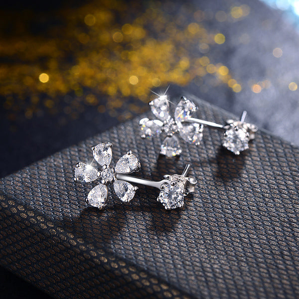 Women's Ear Studs Flower Zircon Ear Studs